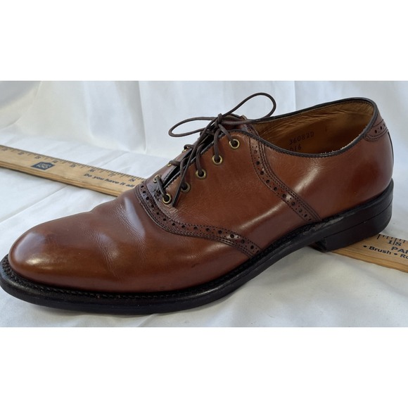 Vintage‎ Cole Haan Traditionals Cognac Leather Saddle Shoes V Cleat Mens US 9 main image 9